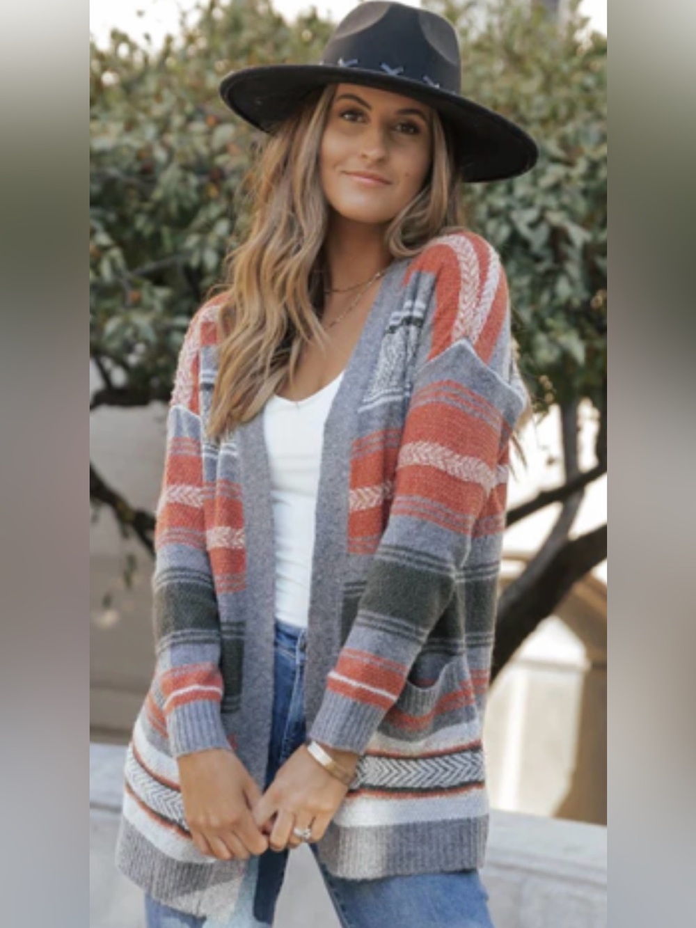 Aztec Print Open-Front Cardigan Sweater - NWOT